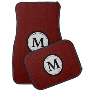 Maroon Red Black Monogram Car Floor Mat