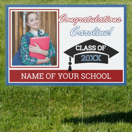 Maroon Red Blue White Black Congratulations Grad Sign