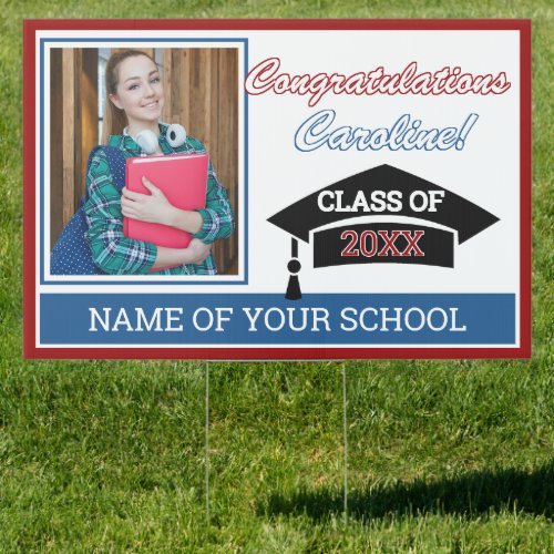 Maroon Red Blue White Black Congratulations Grad Sign