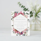 MAROON RED BLUSH ROSE FLORA DRIVE BY BRIDAL SHOWER POSTCARD (Standing Front)