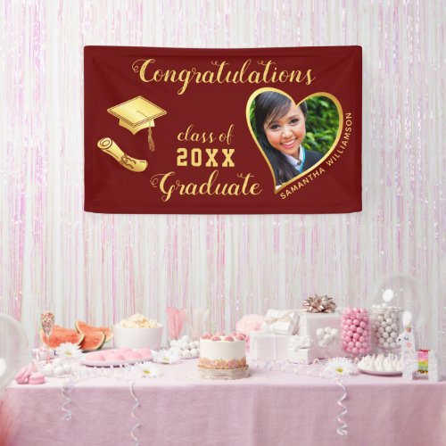 Maroon Red Class of 2024 Graduation Photo Banner