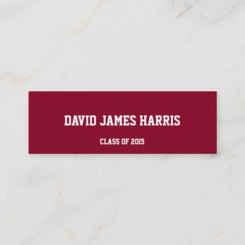 Maroon Red Collegiate Graduation Insert Name Card by FidesDesign at Zazzle
