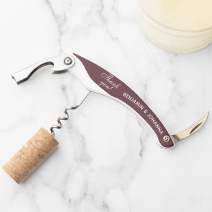 Maroon Red Color Sceme Wedding Thank You Favors Waiter's Corkscrew