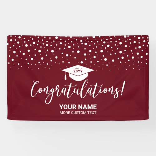 Maroon Red Confetti Congratulations Graduation Banner