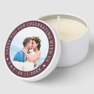Maroon Red Custom Wedding Photo Thank You Guest Mini Candle Favors