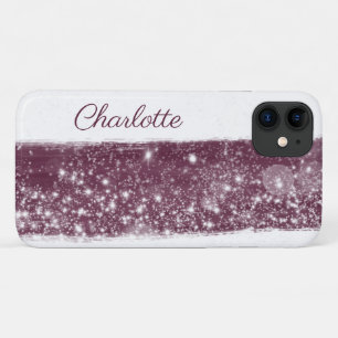 Maroon Red Glitter Name Paint Streak iPhone 11 Case