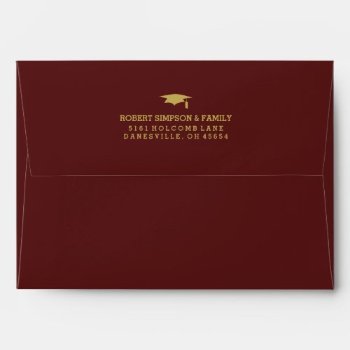 Maroon Red  Gold 5x7 Graduation Invite Envelope