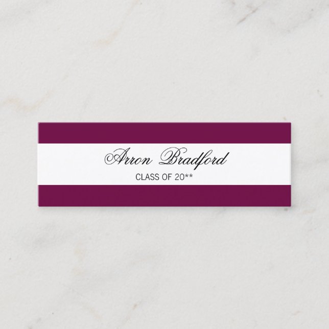 Maroon Red Graduation Name Card Enclosure (Front)