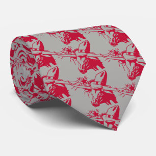 Maroon/Red Longhorn Steer with Cowboy Hat Neck Tie