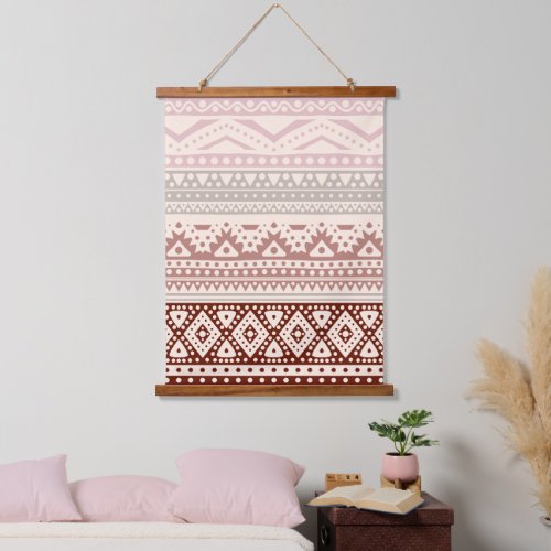Maroon Red Mauve Blush Pink Taupe Beige Tribal Art Hanging Tapestry