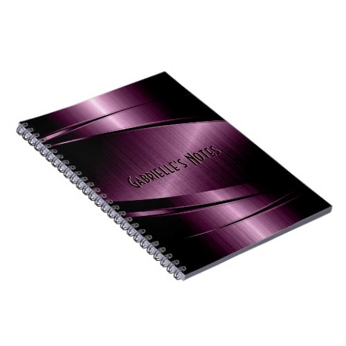 Maroon Red Metallic Design Stainless Steel Look Notebook