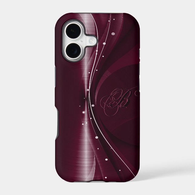 Maroon Red Metallic Retro Dynamic Wave Iphone Case (Back)