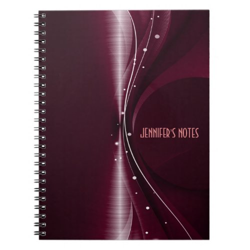 Maroon Red Metallic Retro Dynamic Wave Notebook