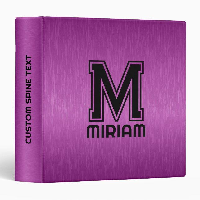 Maroon Red Metallic Texture Custom Black Text 3 Ring Binder (Front/Spine)