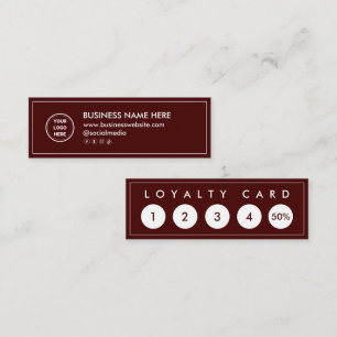 Maroon Red Mini Chic Modern Minimalist Loyalty Car Card