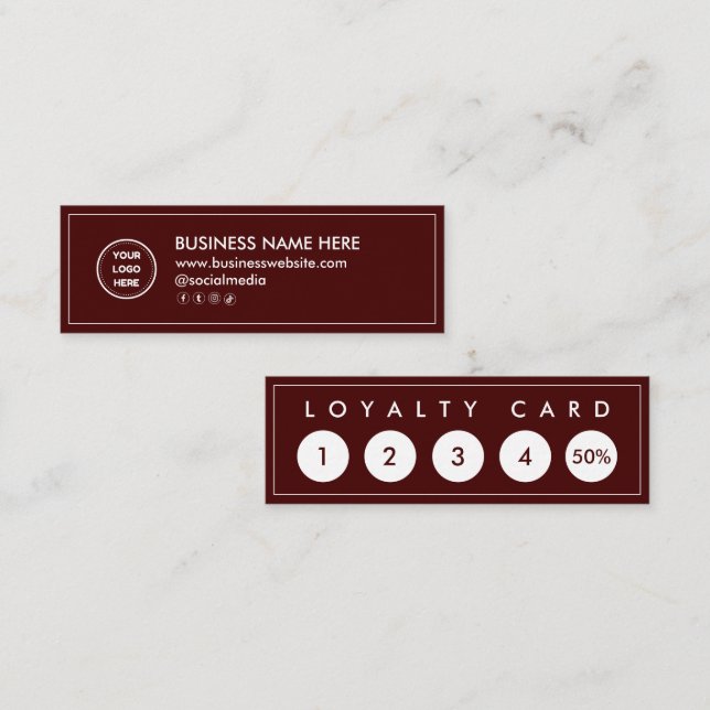 Maroon Red Mini Chic Modern Minimalist Loyalty Car Card (Front/Back)