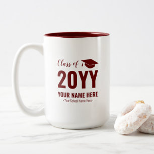 Maroon Red   Modern Graduation Gift Custom Mug