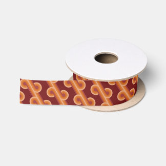 Maroon Red Orange Circles Fusion Fine Art Pattern Satin Ribbon
