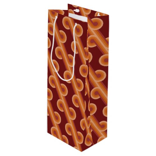 Maroon Red Orange Circles Fusion Fine Art Pattern Wine Gift Bag