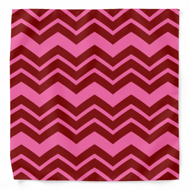 Maroon Red Pink Chevron Zigzag Design  Bandana (Front)