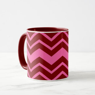Maroon Red Pink Chevron Zigzag Design Mug
