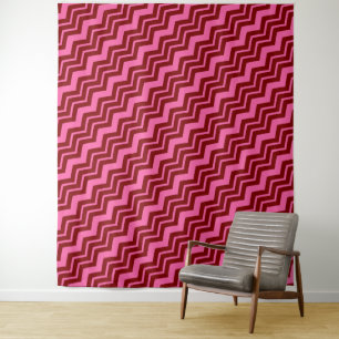 Maroon Red Pink Chevron Zigzag Design Tapestry