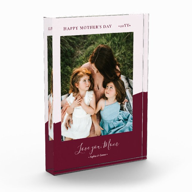 Maroon Red & Pink Modern Mother's Day Photo Gifts (Left)