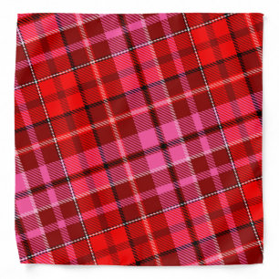 Maroon Red Pink Plaid Tartan Design  Bandana