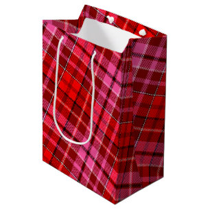 Maroon Red Pink Plaid Tartan Design  Medium Gift Bag