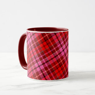 Maroon Red Pink Plaid Tartan Design Mug