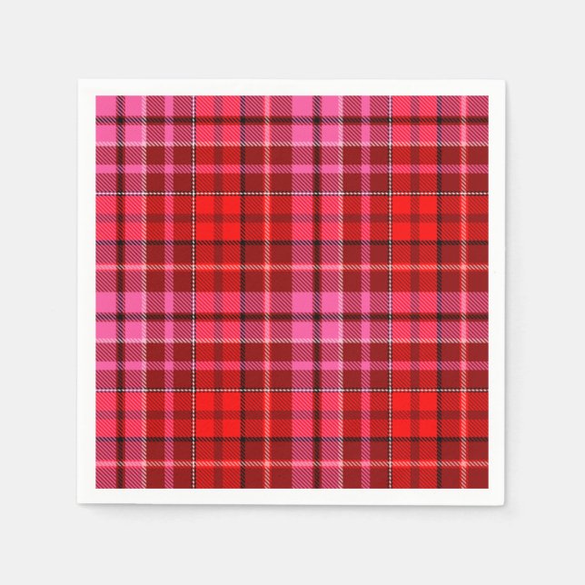 Maroon Red Pink Plaid Tartan Design  Napkins (Front)
