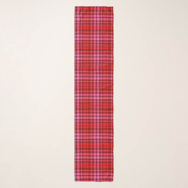 Maroon Red Pink Plaid Tartan Design  Scarf (Front)