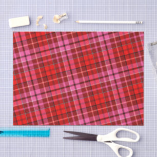 Maroon Red Pink Plaid Tartan Design  Tissue Paper