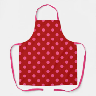 Maroon Red Pink Polka Dots Design Apron