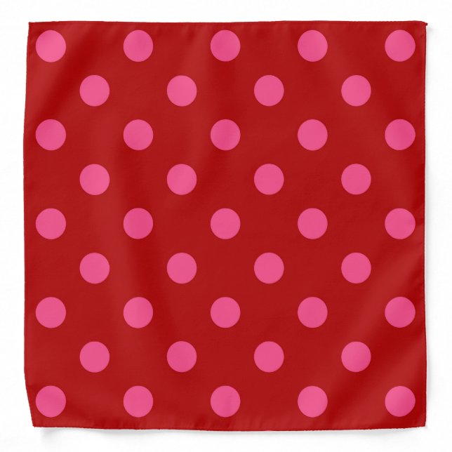 Maroon Red Pink Polka Dots Design  Bandana (Front)