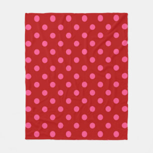 Maroon Red Pink Polka Dots Design Fleece Blanket