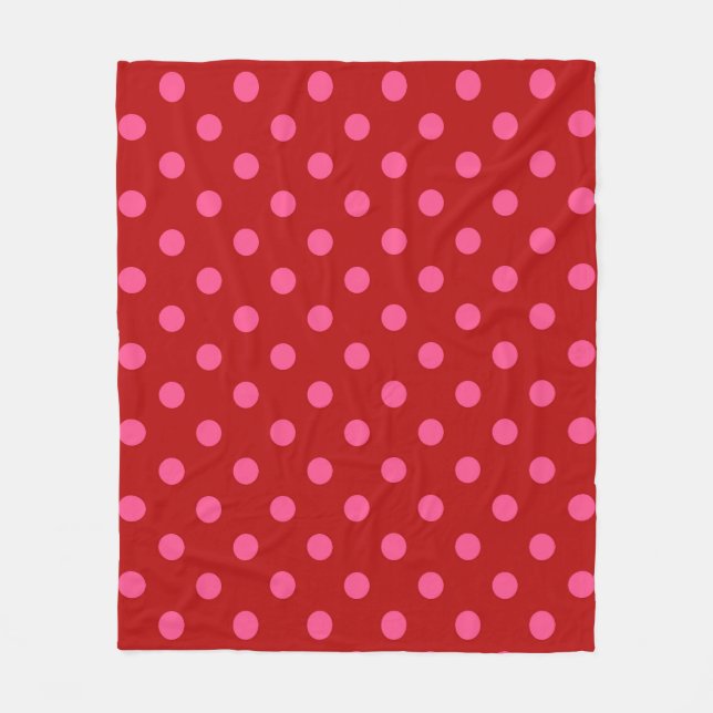 Maroon Red Pink Polka Dots Design  Fleece Blanket (Front)