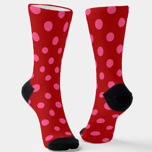 Maroon Red Pink Polka Dots Design  Socks