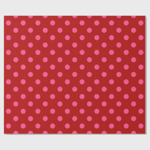 Maroon Red Pink Polka Dots Design  Wrapping Paper