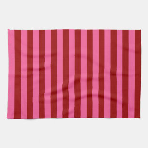 Maroon Red Pink Stripes Design  Kitchen Towel