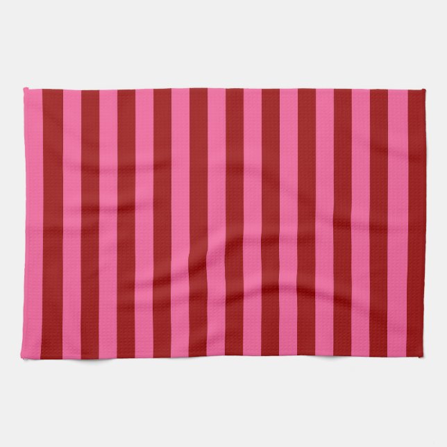 Maroon Red Pink Stripes Design  Kitchen Towel (Horizontal)