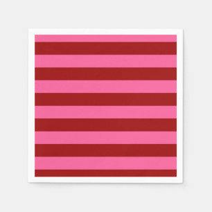 Maroon Red Pink Stripes Design Napkins