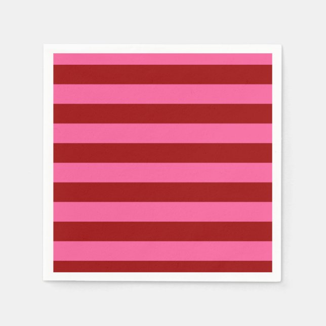 Maroon Red Pink Stripes Design  Napkins (Front)
