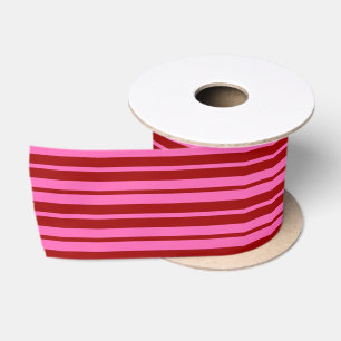 Maroon Red Pink Stripes Design Satin Ribbon