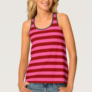 Maroon Red Pink Stripes Design Tank Top