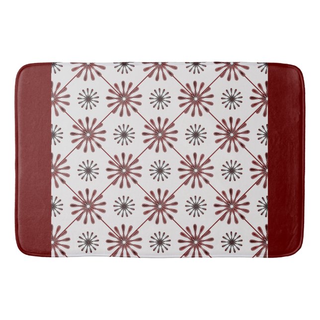 Maroon Red Retro Spiro Geometric Pattern Duvet Cov Bath Mat (Front)