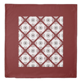 Maroon Red Retro Spiro Geometric Pattern Duvet Cov Cover