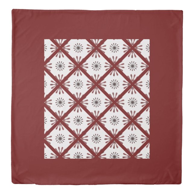 Maroon Red Retro Spiro Geometric Pattern Duvet Cov Cover (Front)