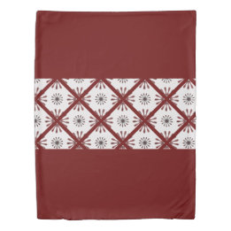 Maroon Red Retro Spiro Geometric Pattern Duvet Cover