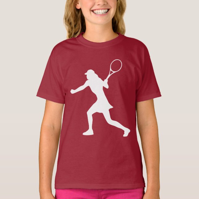 Maroon red tennis sport t shirt for girls (Front)